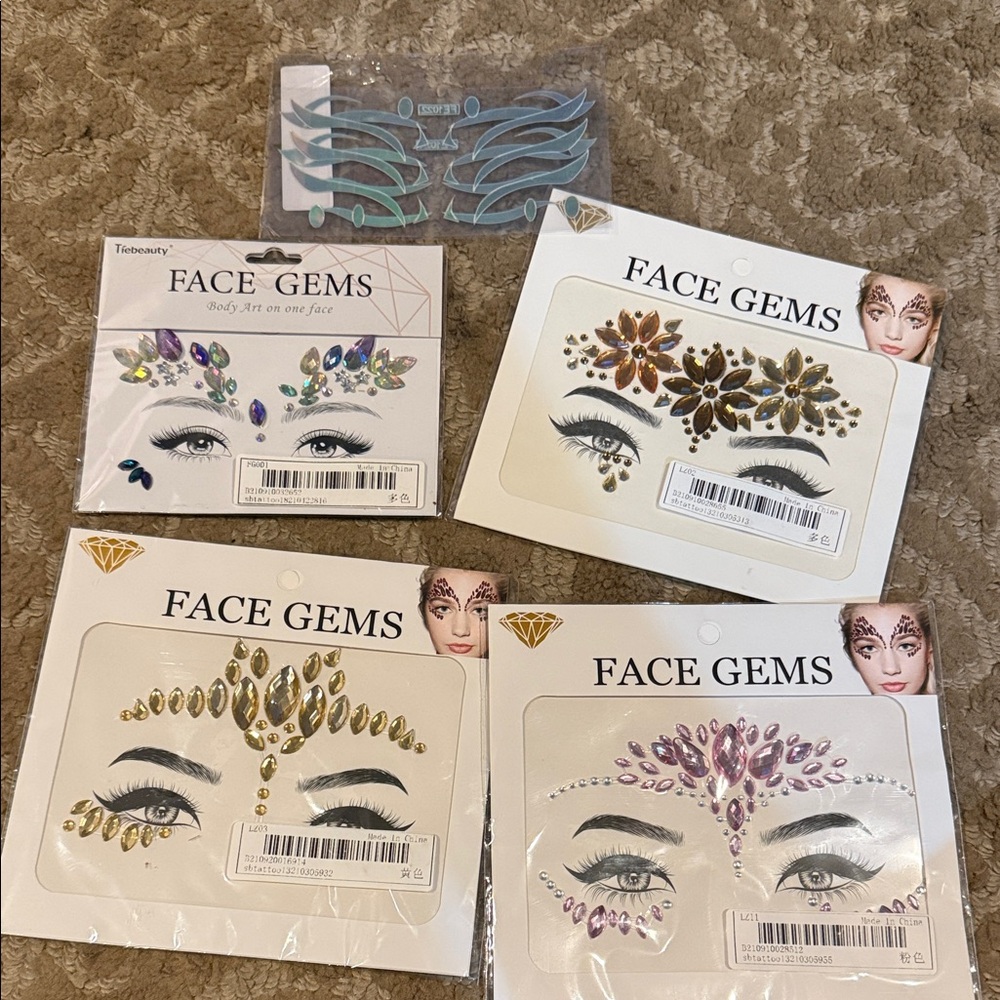 Face Gems Set with Assorted Colors